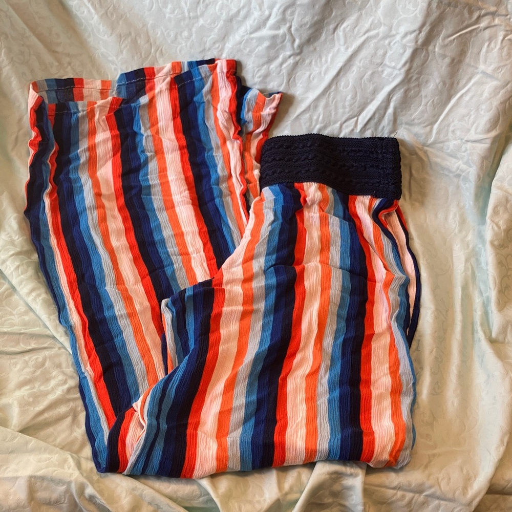 C Vibrant Striped Wide Leg Pants
